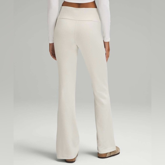 lululemon athletica Pants - Lululemon Brushed Softstreme Ribbed Zip Flared Pant 32.5” – Bone | Size 6 | NWT